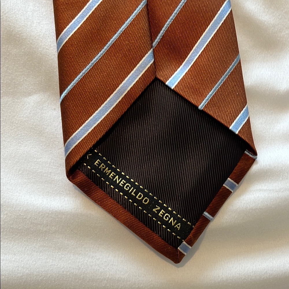 Ermenegildo Zegna Brown and Blue Striped Tie